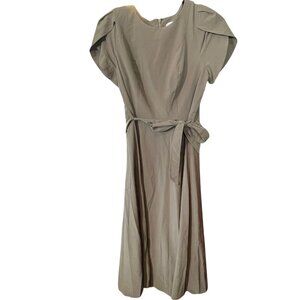 NWT - Calvin Klein Tulip Sleeve A-Line Dress in Green with waist tie -  Size 8